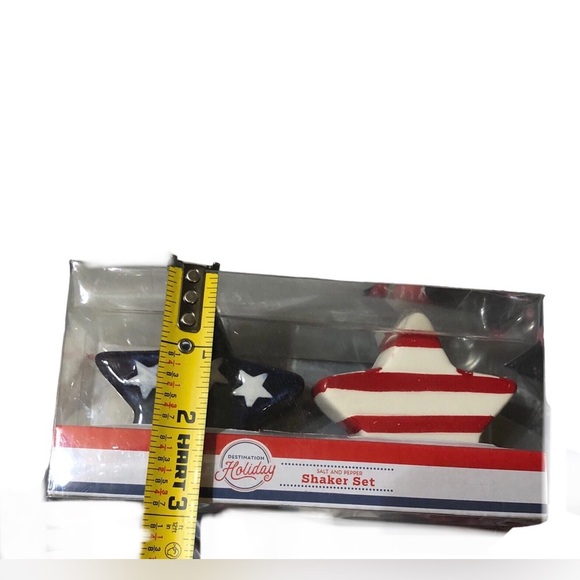 Patriotic Americana Stars & Stripes star spangled banner salt & pepper set new - Picture 10 of 10